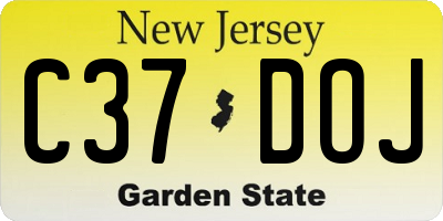NJ license plate C37DOJ
