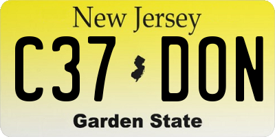 NJ license plate C37DON