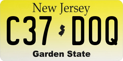 NJ license plate C37DOQ