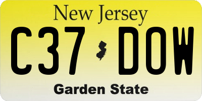 NJ license plate C37DOW