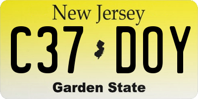 NJ license plate C37DOY