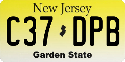 NJ license plate C37DPB