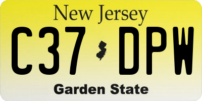 NJ license plate C37DPW