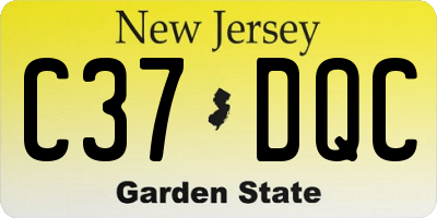 NJ license plate C37DQC