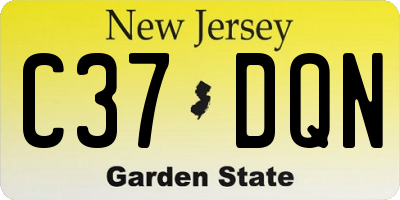 NJ license plate C37DQN