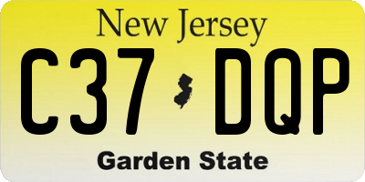NJ license plate C37DQP