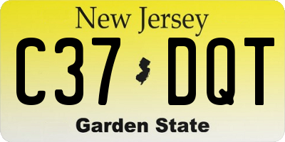NJ license plate C37DQT