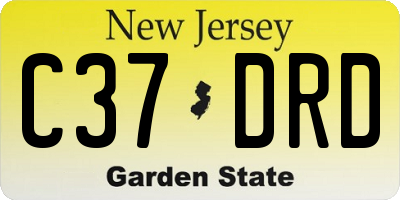 NJ license plate C37DRD