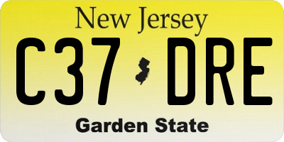 NJ license plate C37DRE