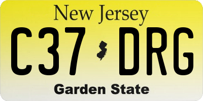 NJ license plate C37DRG