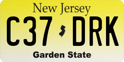 NJ license plate C37DRK