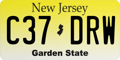 NJ license plate C37DRW
