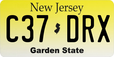 NJ license plate C37DRX