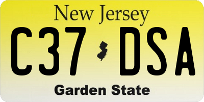 NJ license plate C37DSA