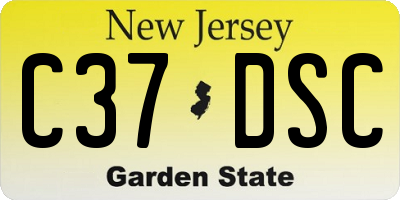 NJ license plate C37DSC