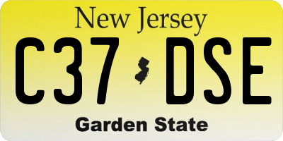 NJ license plate C37DSE