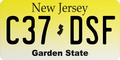 NJ license plate C37DSF