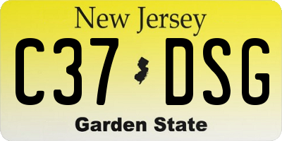 NJ license plate C37DSG
