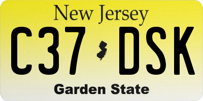 NJ license plate C37DSK