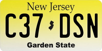 NJ license plate C37DSN