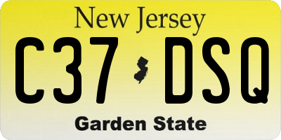 NJ license plate C37DSQ