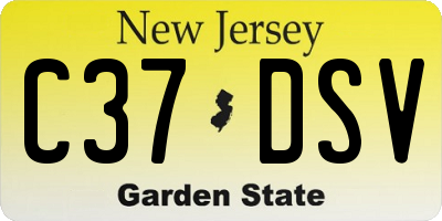 NJ license plate C37DSV