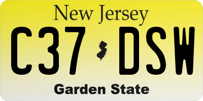 NJ license plate C37DSW
