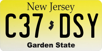 NJ license plate C37DSY