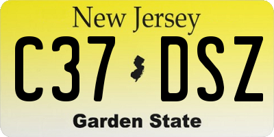NJ license plate C37DSZ