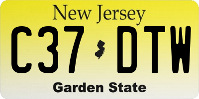 NJ license plate C37DTW