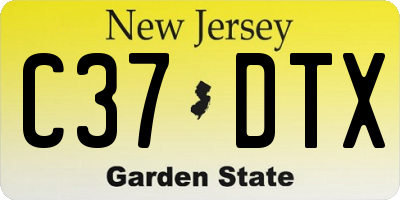 NJ license plate C37DTX