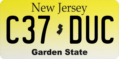 NJ license plate C37DUC