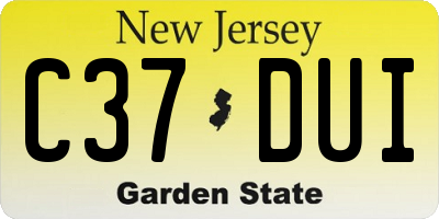NJ license plate C37DUI