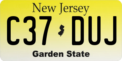 NJ license plate C37DUJ