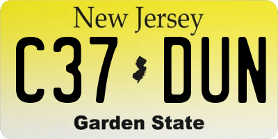 NJ license plate C37DUN