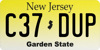 NJ license plate C37DUP