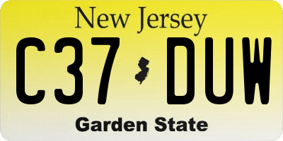 NJ license plate C37DUW