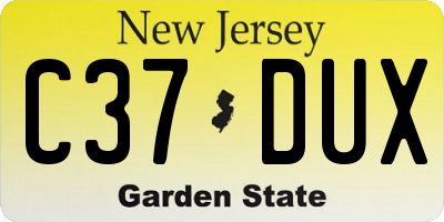 NJ license plate C37DUX