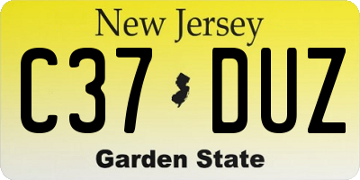 NJ license plate C37DUZ