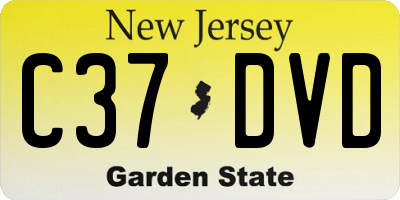 NJ license plate C37DVD