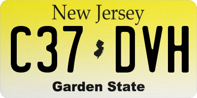 NJ license plate C37DVH