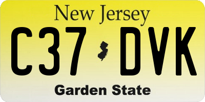 NJ license plate C37DVK
