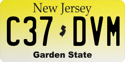 NJ license plate C37DVM