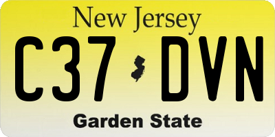 NJ license plate C37DVN