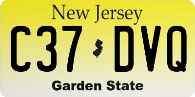 NJ license plate C37DVQ