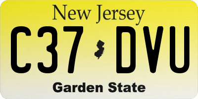 NJ license plate C37DVU