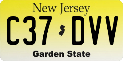 NJ license plate C37DVV