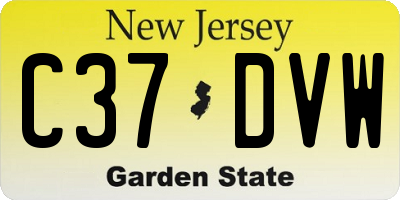 NJ license plate C37DVW