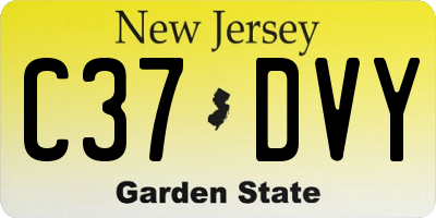 NJ license plate C37DVY