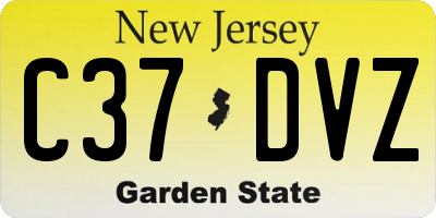 NJ license plate C37DVZ